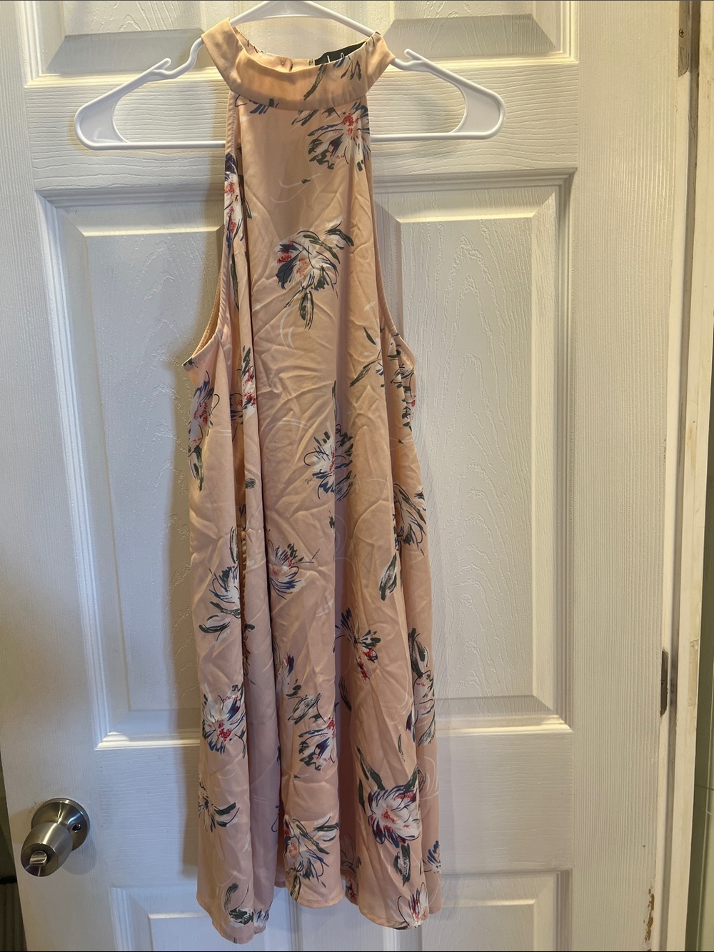 Lulu's Pinkish Peach Floral Halter Midi Dress